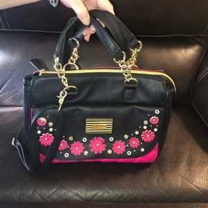 Betsey Johnson large satchel with removable strap